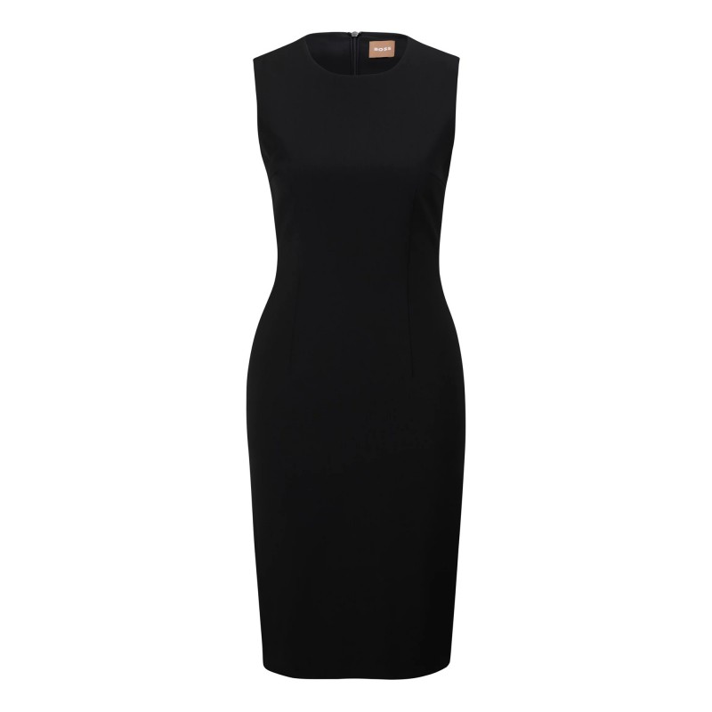 Boss Sleeveless Shift Dress Dirulah in Responsible Wool With Natural Strech-Black Boss Sleeveless Shift Dress Dirulah in Responsible Wool With Natural Strech-Black