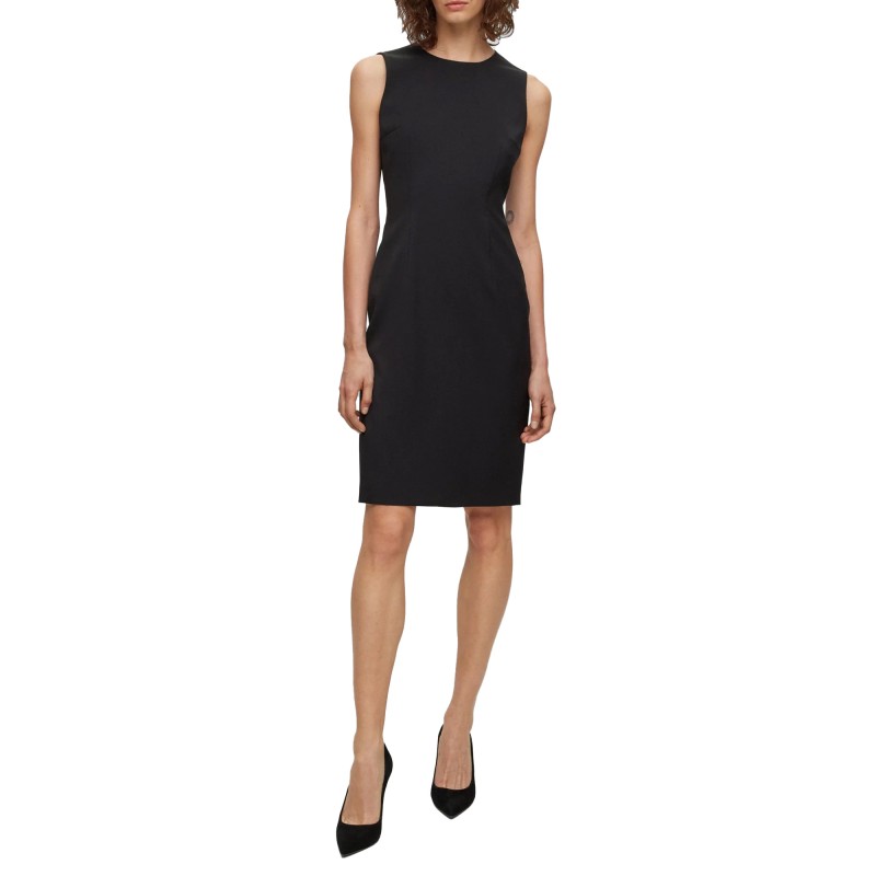 Boss Sleeveless Shift Dress Dirulah in Responsible Wool With Natural Strech-Black Boss Sleeveless Shift Dress Dirulah in Responsible Wool With Natural Strech-Black