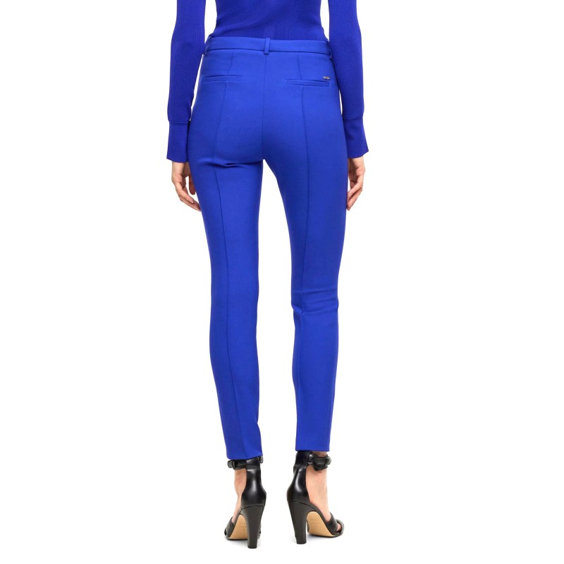 Boss Slim Fit Trousers In Stretch Fabric With Pintuck Pleats-Royal Blue