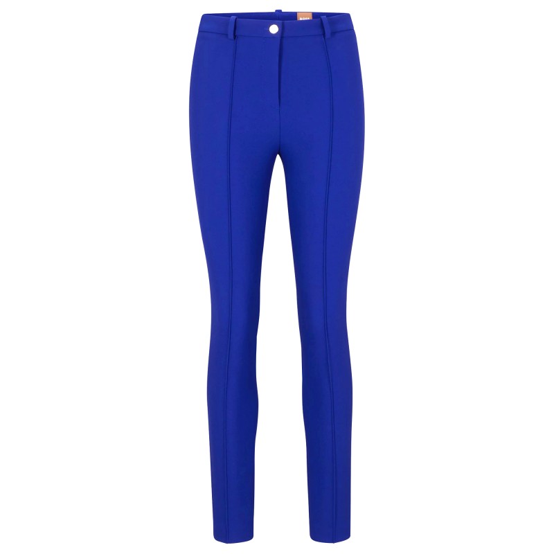 Boss Slim Fit Trousers In Stretch Fabric With Pintuck Pleats-Royal Blue