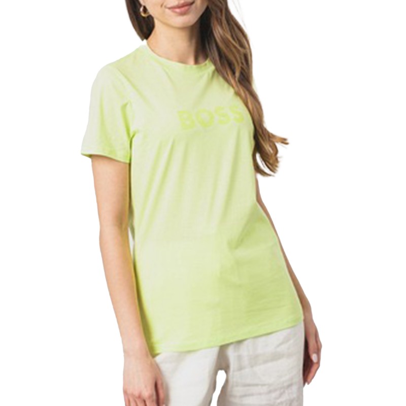 Boss Cotton Jersey Regular Fit T-Shirt With Contrast Logo-Medium Green Boss Cotton Jersey Regular Fit T-Shirt With Contrast Logo-Medium Green