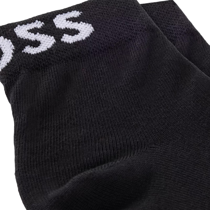 Boss Socks Two Pack With Contrast Logos-Black Boss Socks Two Pack With Contrast Logos-Black