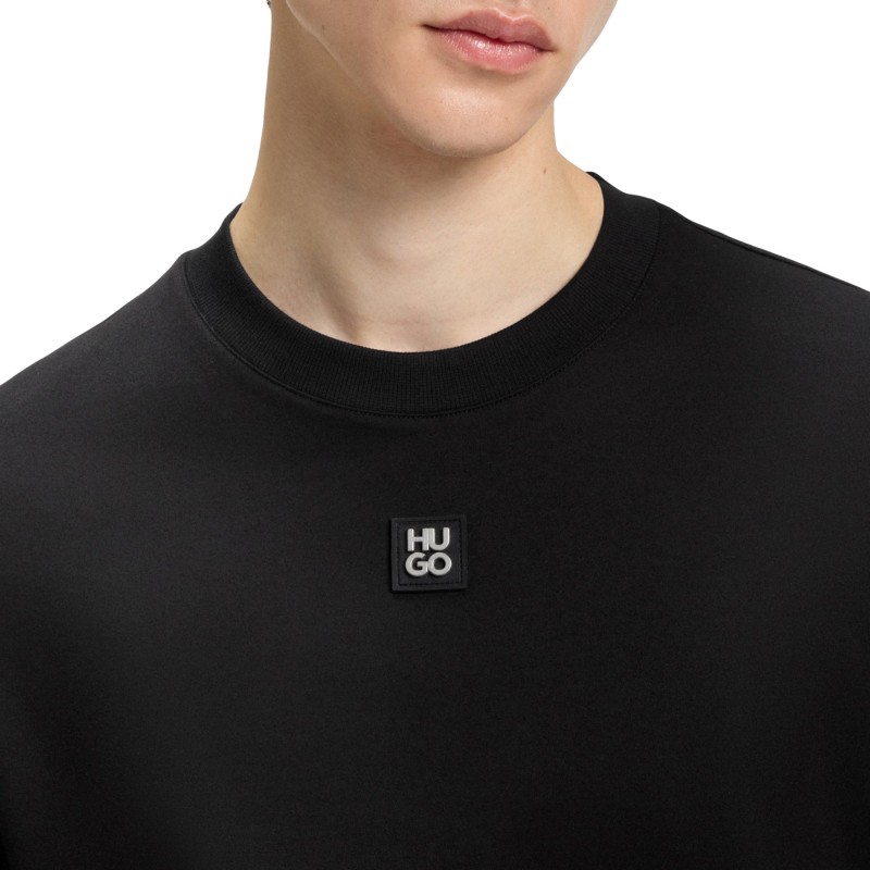 Hugo T-Shirt With Stacked Logo-Black Hugo T-Shirt With Stacked Logo-Black