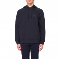 Boss Stretch Cotton Hoodie With Logo-Dark Blue