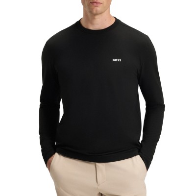 Boss T-Shirt With Contrast Logo Long Sleeved-Black