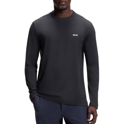Boss T-Shirt With Contrast Logo Long Sleeved-Dark Blue