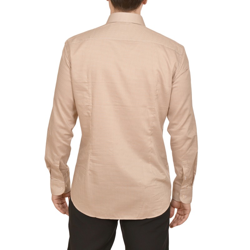 Boss Slim Fit Shirt In Printed Stretch Cotton-Medium Beige