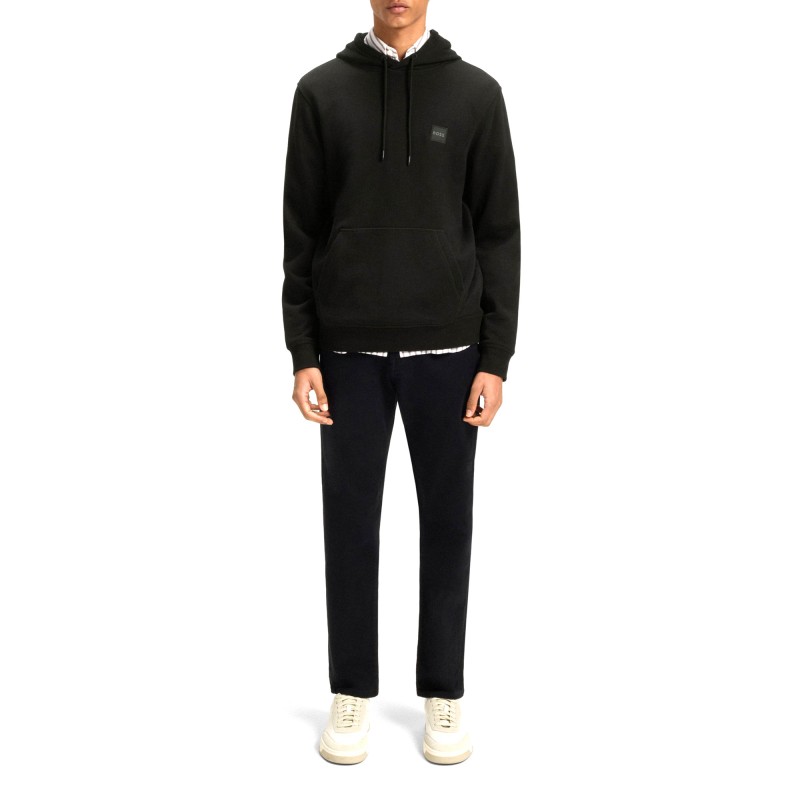Boss Hoodie With Logo Patch-Black Boss Hoodie With Logo Patch-Black