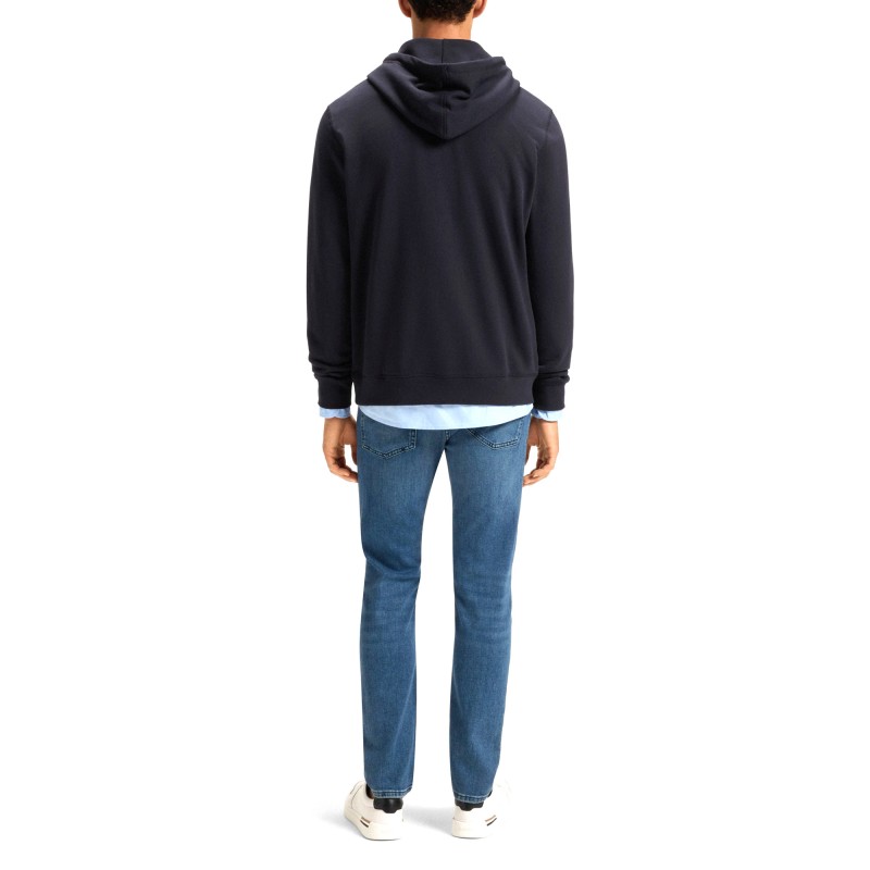 Boss Hoodie With Logo Patch-Dark Blue Boss Hoodie With Logo Patch-Dark Blue