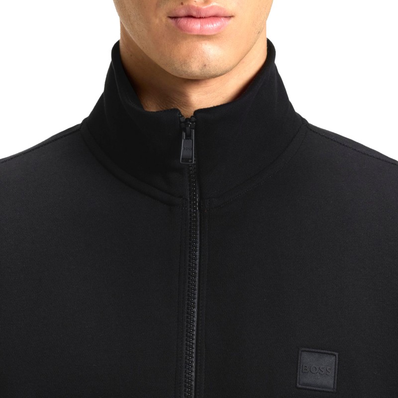 Boss Zip-up Jacket With Logo Badge-Black Boss Zip-up Jacket With Logo Badge-Black