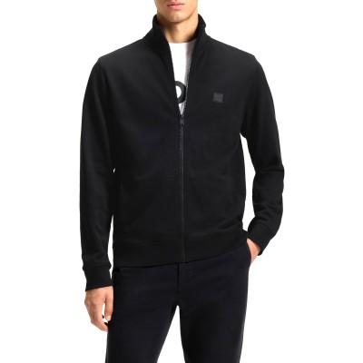 Boss Zip-up Jacket With Logo Badge-Black