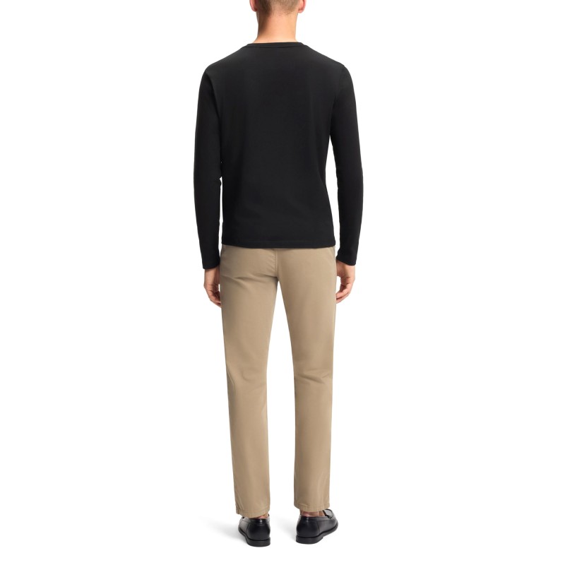 Boss T-Shirt With Logo Patch Long Sleeve-Black Boss T-Shirt With Logo Patch Long Sleeve-Black