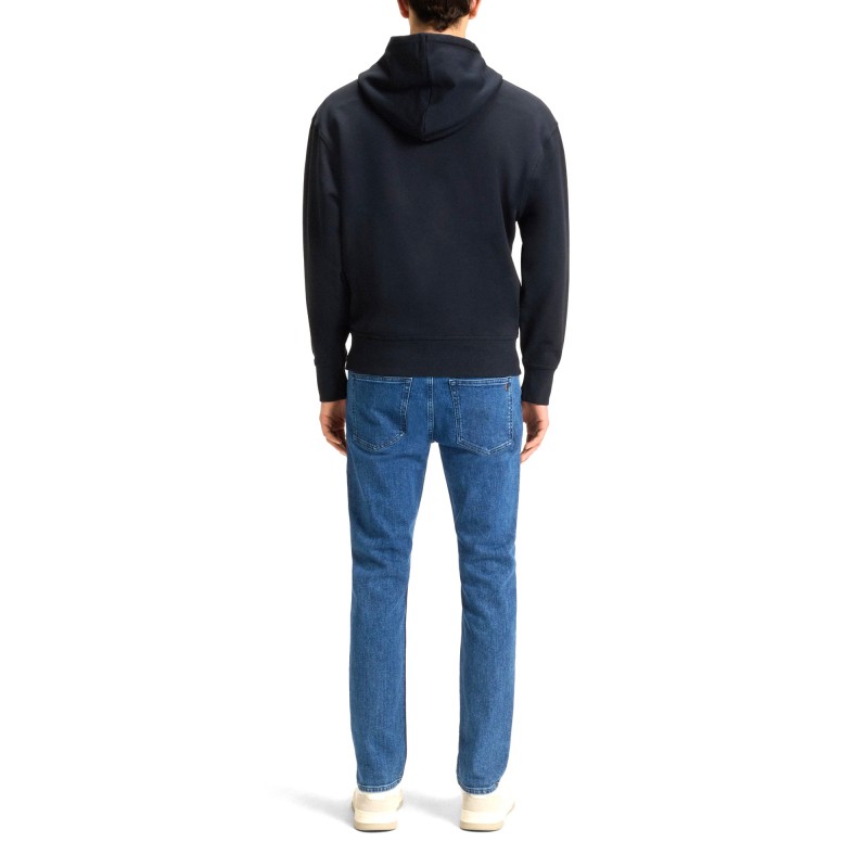 Boss Hoodie In Cotton Terry With Contrast Logo-Dark Blue Boss Hoodie In Cotton Terry With Contrast Logo-Dark Blue