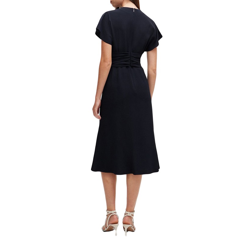Boss Drape-Front Dress In Matte Satin-Dark Blue Boss Drape-Front Dress In Matte Satin-Dark Blue