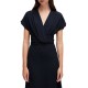 Boss Drape-Front Dress In Matte Satin-Dark Blue Boss Drape-Front Dress In Matte Satin-Dark Blue