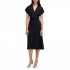 Boss Drape-Front Dress In Matte Satin-Dark Blue