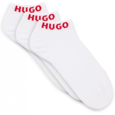 Hugo Socks 3 Pack With Red Logo-White