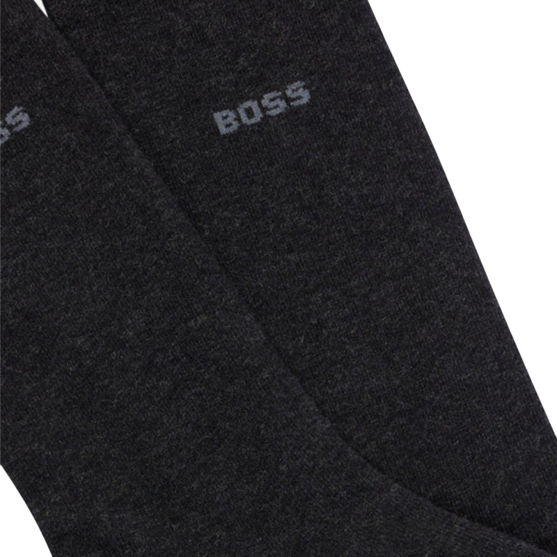 Boss Two-Pack Regular Length Socks In A Cotton Blend-Dark Grey Boss Two-Pack Regular Length Socks In A Cotton Blend-Dark Grey