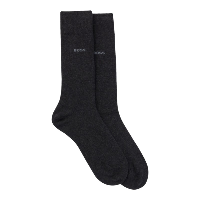 Boss Two-Pack Regular Length Socks In A Cotton Blend-Dark Grey Boss Two-Pack Regular Length Socks In A Cotton Blend-Dark Grey
