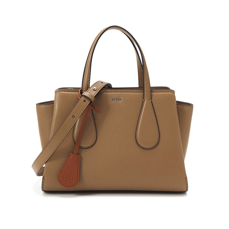 Boss Faux Leather Small Tote Bag-Medium Beige Boss Faux Leather Small Tote Bag-Medium Beige