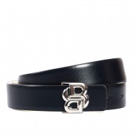 Boss Reversible Leather Belt With Double B Monogram-Dark Blue/White