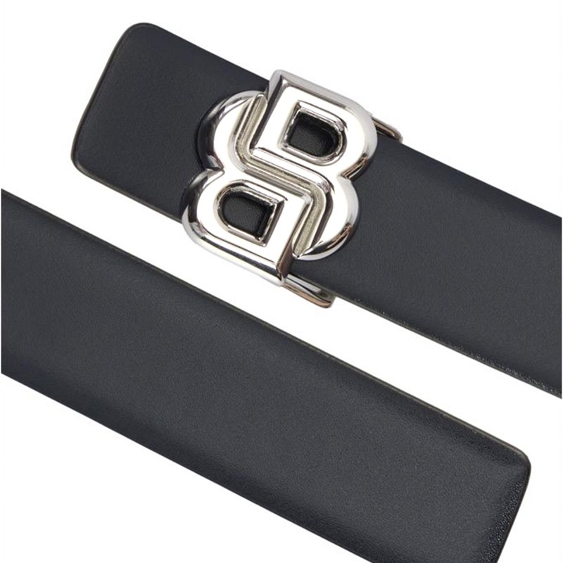 Boss Reversible Leather Belt With Double B Monogram-Dark Blue/White Boss Reversible Leather Belt With Double B Monogram-Dark Blue/White