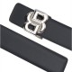 Boss Reversible Leather Belt With Double B Monogram-Dark Blue/White Boss Reversible Leather Belt With Double B Monogram-Dark Blue/White