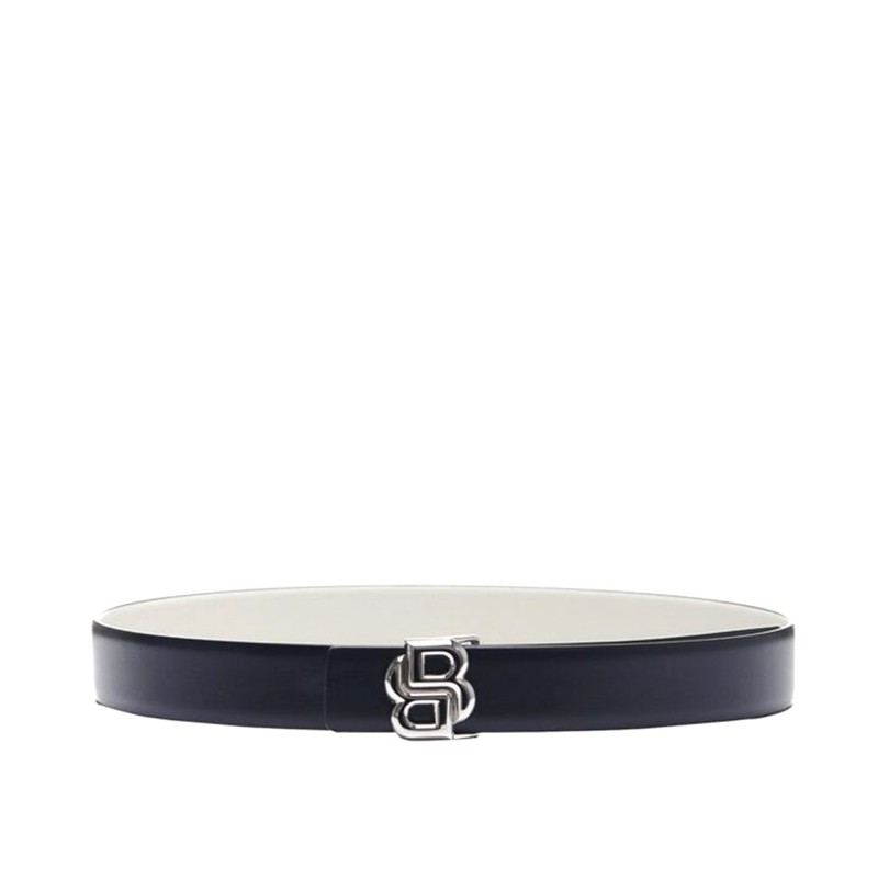 Boss Reversible Leather Belt With Double B Monogram-Dark Blue/White Boss Reversible Leather Belt With Double B Monogram-Dark Blue/White