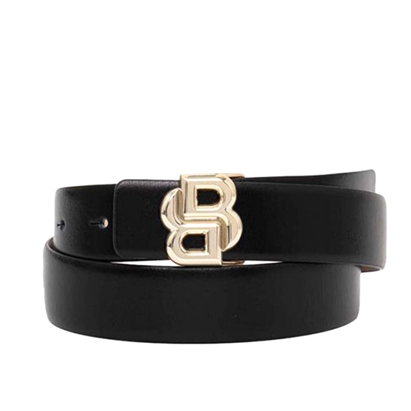 Boss Reversible Leather Belt With Double B Monogram-Black/Powder