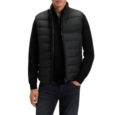 Boss Gilet Tonal Logo With Water Repellent Finish-Black