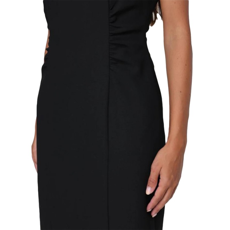 Boss Midi Dress With Pleated Waistline-Black Boss Midi Dress With Pleated Waistline-Black