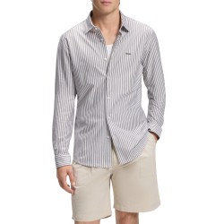 Boss Shirt Slim Fit In Melange Cotton Jersey-Bright Green