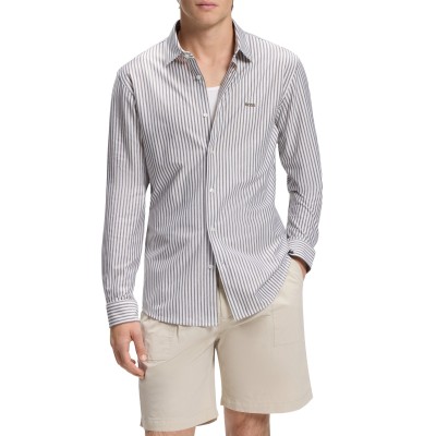 Boss Shirt Slim Fit In Melange Cotton Jersey-Bright Green