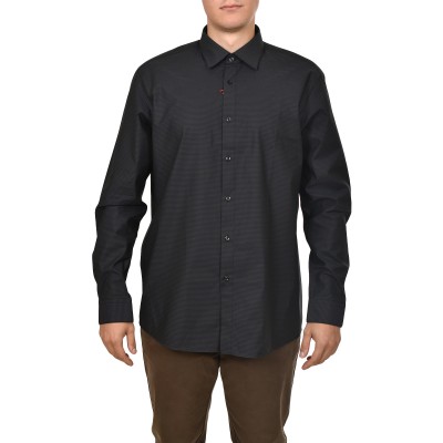 Hugo Modern Fit Micropatterned Shirt-Dark Blue