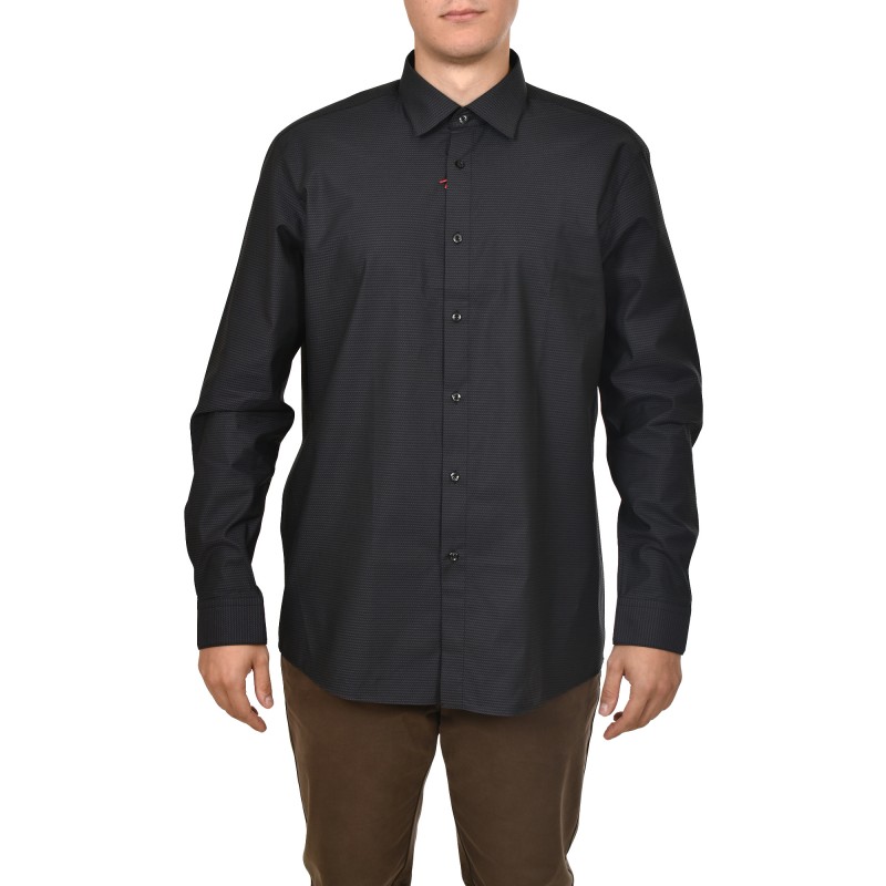 Hugo Modern Fit Micropatterned Shirt-Dark Blue Hugo Modern Fit Micropatterned Shirt-Dark Blue