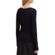 Boss Wide Neck Sweater In Stretch Jaquard-Black