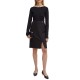 Boss Wide Neck Sweater In Stretch Jaquard-Black