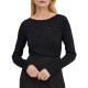 Boss Wide Neck Sweater In Stretch Jaquard-Black