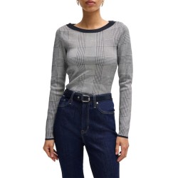 Boss Wide Neck Sweater In Stretch Jaquard-Chess Grey