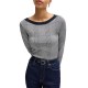 Boss Wide Neck Sweater In Stretch Jaquard-Chess Grey