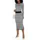 Boss Wide Neck Sweater In Stretch Jaquard-Chess Grey