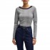 Boss Wide Neck Sweater In Stretch Jaquard-Chess Grey