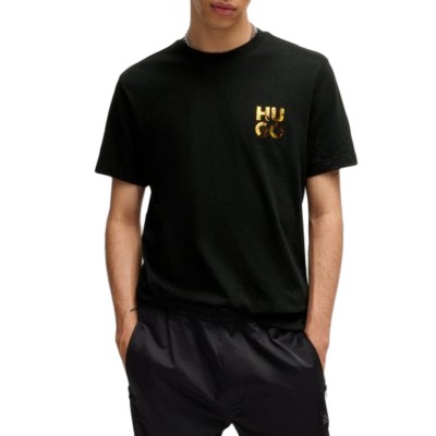 Hugo T-Shirt Stacked Logo-Black