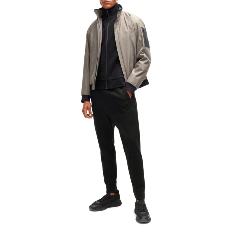 Boss Cotton-Blend Tracksuit Bottoms With Reflective Logo-Black
