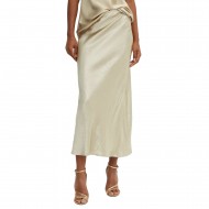 Boss Midi Length Skirt In Ckrinkled Satin Touch Fabric