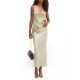 Boss Midi Length Skirt In Ckrinkled Satin Touch Fabric