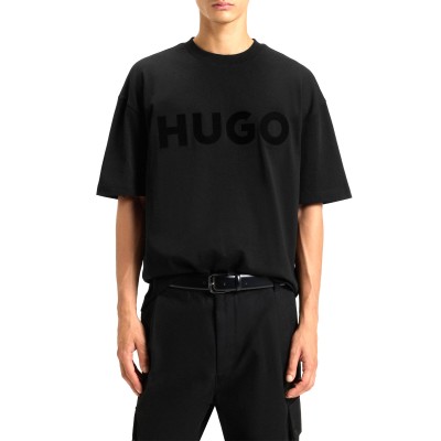 Hugo T-Shirt Oversized Fit With Decorative Reflective Logo-Black