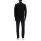 Boss Sweater Zip Neck In Cotton And Cashmere-Black