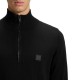 Boss Sweater Zip Neck In Cotton And Cashmere-Black