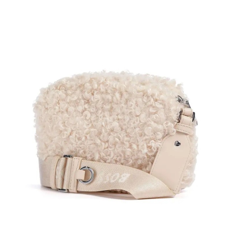 Boss Faux Teddy Bag With Detatchable Wallet-Beige Boss Faux Teddy Bag With Detatchable Wallet-Beige